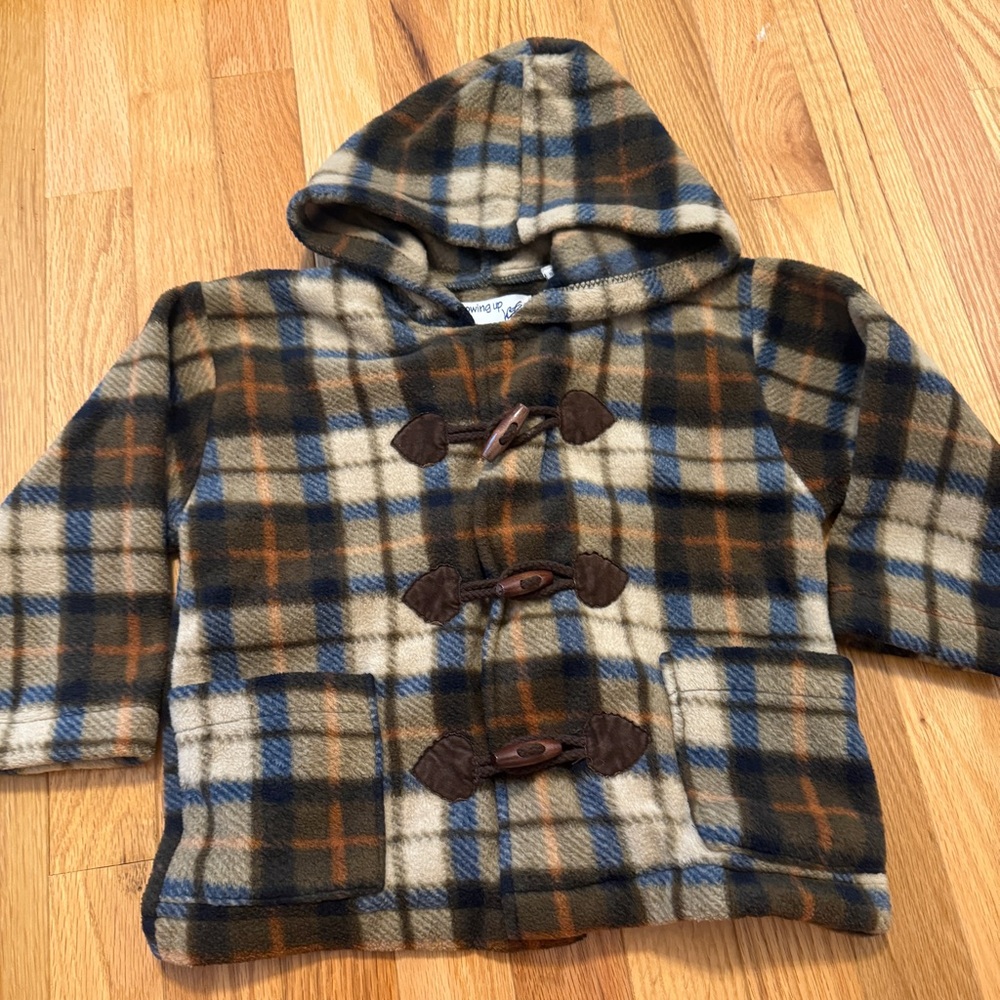 Plaid Hooded Toggle Coat with hood